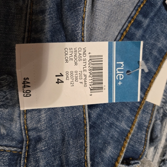 Distressed Blue Flare Jeans with Fringe By Rue Size 14 NWT - Picture 8 of 11